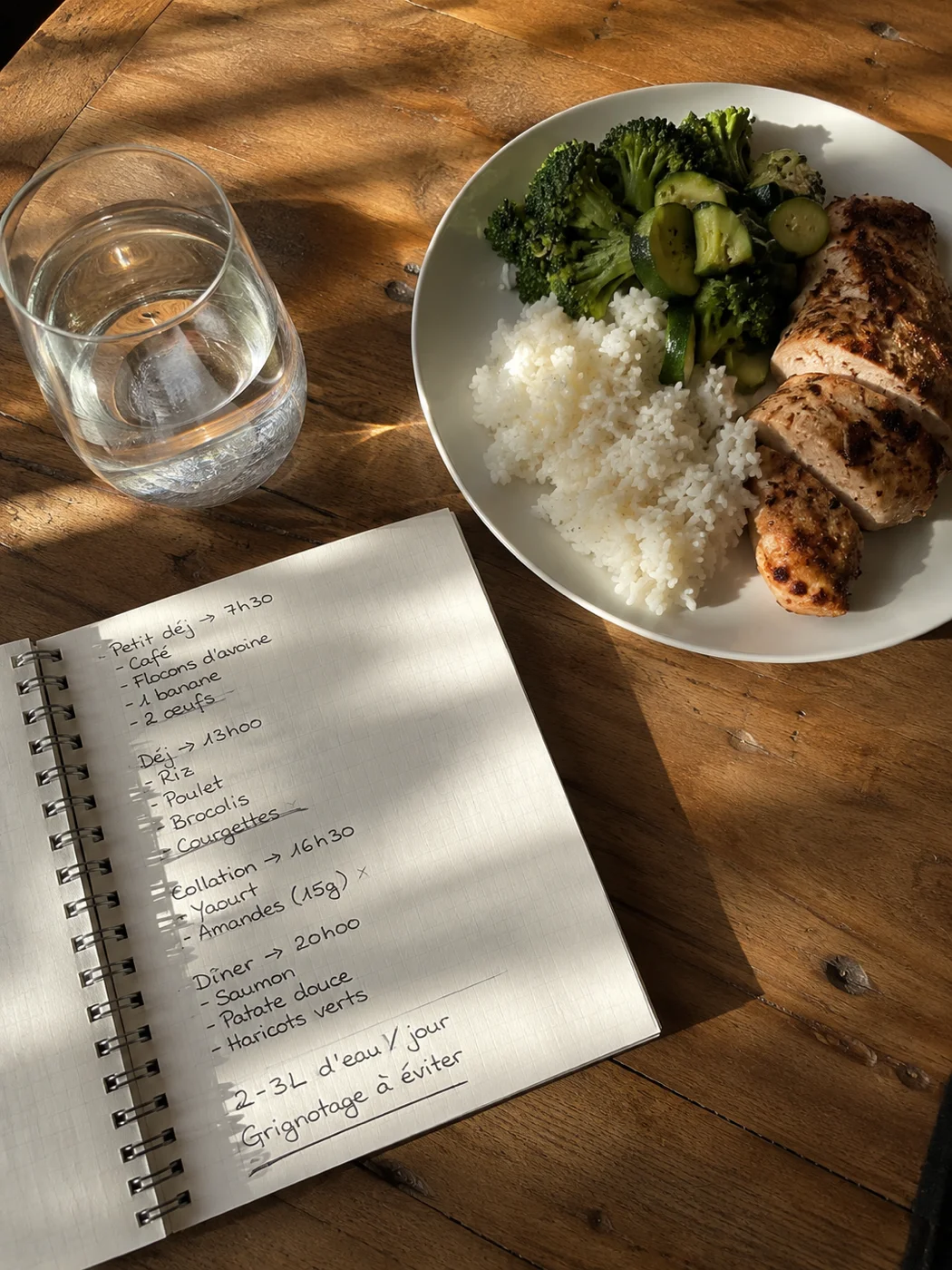 Repas simple et carnet de suivi nutritionnel